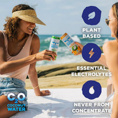C2O - Coconut Water, The Original Flavor with Pulp (15 Pack) - Made with Fresh Coconut Water - Plant Based - Non GMO - Canned Water - Natural Hydration, Electrolytes, & Potassium - 15 Cans, 10.5 FL OZ