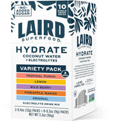 Laird Superfood Hydrate Electrolyte Drink Mix with Coconut Water, Variety Pack, 10 Single Serve Stick Packs, 0g Added Sugar, No Artificial Ingredients