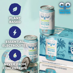C2O - Organic Coconut Water, The Original Flavor (24 Pack, 3 Fridge Pack Boxes) - Fresh Coconut Water, Non GMO Canned Water - Natural Hydration, Essential Electrolytes, Potassium - 24 Cans, 10.5 FL OZ