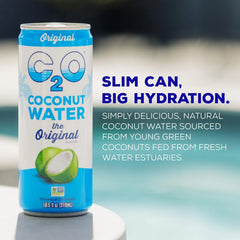C2O - Coconut Water, The Original Flavor (15 Pack) - Made with Fresh Coconut Water - Plant Based - Non GMO - Canned Water - Natural Hydration, Electrolytes, & Potassium - 15 Cans, 10.5 FL OZ