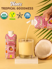 Nootz Organic Coconut Passionfruit Smoothie 11 Fl Oz, 12 Pack – Blend of Coconut and Passionfruit – Clean, Better-For-You, Harmless Ingredients - Natural Hydration with MCTs, Electrolytes and Vitamin C - Vegan, USDA Organic, Kosher & Halal