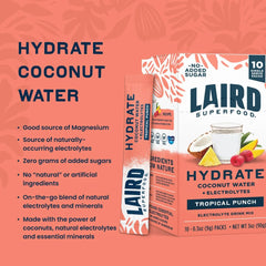 Laird Superfood Tropical Punch Hydrate Coconut Water 10ct, 0.3 OZ