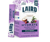 Laird Superfood Hydrate Coconut Water – Electrolyte Drink Mix – Wild Berry, 10 Single Serve Sticks – 0g Added Sugar – No Artificial Ingredients – On-the-go Hydration