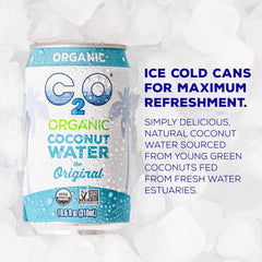C2O - Organic Coconut Water, The Original Flavor (24 Pack, 3 Fridge Pack Boxes) - Fresh Coconut Water, Non GMO Canned Water - Natural Hydration, Essential Electrolytes, Potassium - 24 Cans, 10.5 FL OZ
