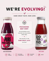 Pomona Organic Juices Pure Grape Juice, 8.4 Ounce Bottle (Pack of 12), Cold Pressed Organic Juice, Non-GMO, No Sugar Added, Not from Concentrate, Gluten Free, Preservative Free