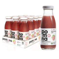 Pomona Organic Juices Pure Pink Guava Juice, 8.4 Ounce Bottle (Pack of 12), Cold Pressed Organic Juice, Non-GMO, No Sugar Added, Not from Concentrate, Gluten Free, Kosher Certified, Preservative Free
