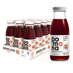 Pomona Organic Juices Pure Rosehip Juice, 8.4 Ounce Bottle (Pack of 12), Cold Pressed Organic Juice, Non-GMO, No Sugar Added, Not from Concentrate, Gluten Free, Kosher Certified, Preservative Free