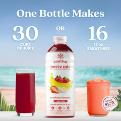 Smartfruit Strawberry Bananza + Oat Fiber – 100% Real Fruit Purée with Strawberries & Banana – Great for Smoothies, Juice, Yogurt, Cocktails, Teas & More – High in Vitamin C – 48oz