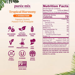 Smartfruit Tropical Harmony + Aloe – 100% Real Fruit Purée with Pineapple, Passion Fruit, Papaya & Guava – Great for Smoothies, Juice, Yogurt, Cocktails, Teas & More – High in Vitamin A & C – 48oz