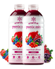 Smartfruit Superfruit All-Stars + Energy – 100% Real Fruit Purée with Blueberry, Pomegranate, Acai & Goji Berries – Great for Smoothies, Juice, Yogurt, Cocktails, Teas & More – 2-Pk, 48oz Each
