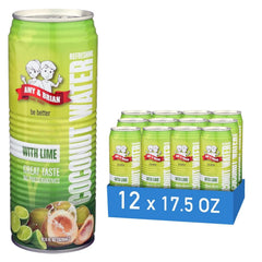 Amy & Brian Pure Coconut Water with Lime, Non-GMO, No Sugar Added, Refreshing and Hydrating Real Coconut Water, 17.5 Fl Oz (Pack of 12)