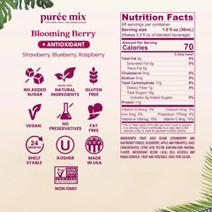Smartfruit Blooming Berry + Antioxidants – 100% Real Fruit Purée with Strawberries, Blueberries, Raspberries – Great for Smoothies, Juice, Yogurt, Cocktails, Teas & More – High in Vitamin A & C – 48oz