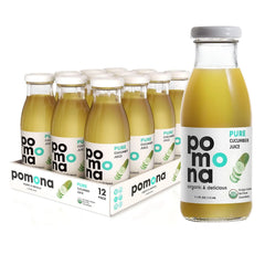 Pomona Organic Juices Pure Cucumber Juice, 8.4 Ounce Bottle (Pack of 12), Cold Pressed Organic Juice, Non-GMO, No Sugar Added, Not from Concentrate, Gluten Free, Kosher Certified, Preservative Free