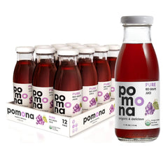 Pomona Organic Juices Pure Grape Juice, 8.4 Ounce Bottle (Pack of 12), Cold Pressed Organic Juice, Non-GMO, No Sugar Added, Not from Concentrate, Gluten Free, Preservative Free