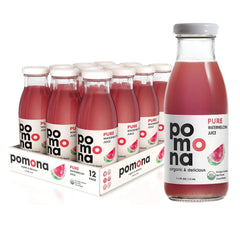 Pomona Organic Juices Pure Watermelon Juice, Cold Pressed Organic Juice, Non-GMO, No Sugar Added, Not from Concentrate, Gluten Free, Kosher Certified, Preservative Free, 8.4 Ounce (Pack of 12)