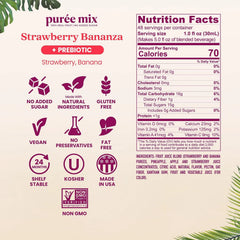Smartfruit Strawberry Bananza + Oat Fiber – 100% Real Fruit Purée with Strawberries & Banana – Great for Smoothies, Juice, Yogurt, Cocktails, Teas & More – High in Vitamin C – 2-Pk, 48oz Each