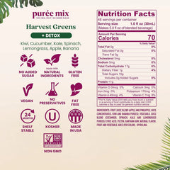 Smartfruit Harvest Greens + Detox – 100% Real Fruit Purée with Kiwi, Cucumber, Kale, Spinach, Lemongrass, Apple & Banana – Great for Smoothies, Juice, Yogurt, Cocktails, Teas & More – 2-Pk, 48oz Each