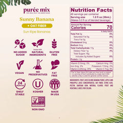 Smartfruit Sunny Banana + Oat Fiber – 100% Real Fruit Purée with Banana, Apple & Pineapple – Great for Smoothies, Juice, Yogurt, Cocktails, Teas & More – High in Vitamin A – 48oz