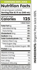 Pomona Organic Pear Juice, Cold Pressed USDA Organic Juices, Pears And Lemon Juice, No Added Sugar, Not From Concentrate, Vegan, Kosher, Non GMO, Pasteurized, 8.4 Oz Glass Bottles