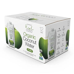 Real Coco Original Coconut Water 500mL, 100% USDA Organic Coconut Water, Packed with Electrolytes, Dairy/Soy Free, Vegan, Plant Based (12-pack, 500L)
