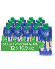 CocoGoodsCo 100% Organic Coconut Water, Single-Origin, One Ingredient, Zero Added Sugar, Non-GMO, Never from Concentrate, Electrolytes 16.9 fl. oz (12 Pack)