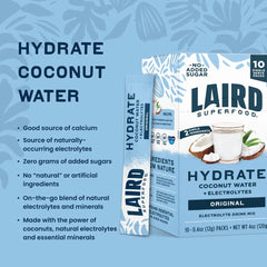 Laird Superfood Original Hydrate Coconut Water 10ct, 0.3 OZ