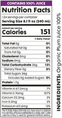 Pomona Organic Plum Juice (Pack of 12), Cold Pressed USDA Organic Juices, 100% Plums, No Added Sugar, Not From Concentrate, Vegan, Kosher, Non GMO, Pasteurized, 8.4 oz Glass Bottles