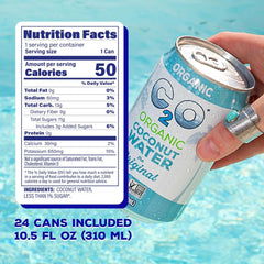 C2O - Organic Coconut Water, The Original Flavor (24 Pack, 3 Fridge Pack Boxes) - Fresh Coconut Water, Non GMO Canned Water - Natural Hydration, Essential Electrolytes, Potassium - 24 Cans, 10.5 FL OZ