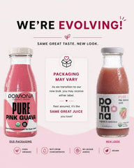 Pomona Organic Juices Pure Pink Guava Juice, 8.4 Ounce Bottle (Pack of 12), Cold Pressed Organic Juice, Non-GMO, No Sugar Added, Not from Concentrate, Gluten Free, Kosher Certified, Preservative Free