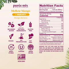 Smartfruit Mellow Mango + Immunity – 100% Real Fruit Purée w/Mango, Banana, Apple, Pineapple – Great for Smoothies, Juice, Yogurt, Cocktails, Tea – High in Vitamin C, Selenium, Zinc – 2-Pk, 48oz Each