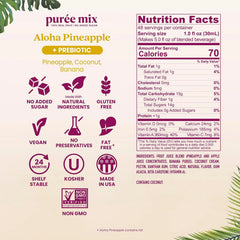 Smartfruit Aloha Pineapple + Prebiotic – 100% Real Fruit Purée with Pineapple, Banana, Apple & Coconut – Great for Smoothies, Juice, Yogurt, Cocktails, Teas – High in Vitamin A – 2-Pk, 48oz Each