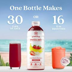 Smartfruit Strawberry Bananza + Oat Fiber – 100% Real Fruit Purée with Strawberries & Banana – Great for Smoothies, Juice, Yogurt, Cocktails, Teas & More – High in Vitamin C – 2-Pk, 48oz Each